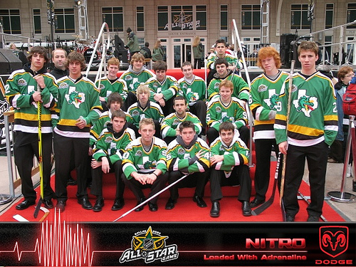 When I think of a hockey team called the Dragons, i think of a team that looks like this. Including Ronald Weasley taking some time off his Quidditch team to play hockey (second from the right). 